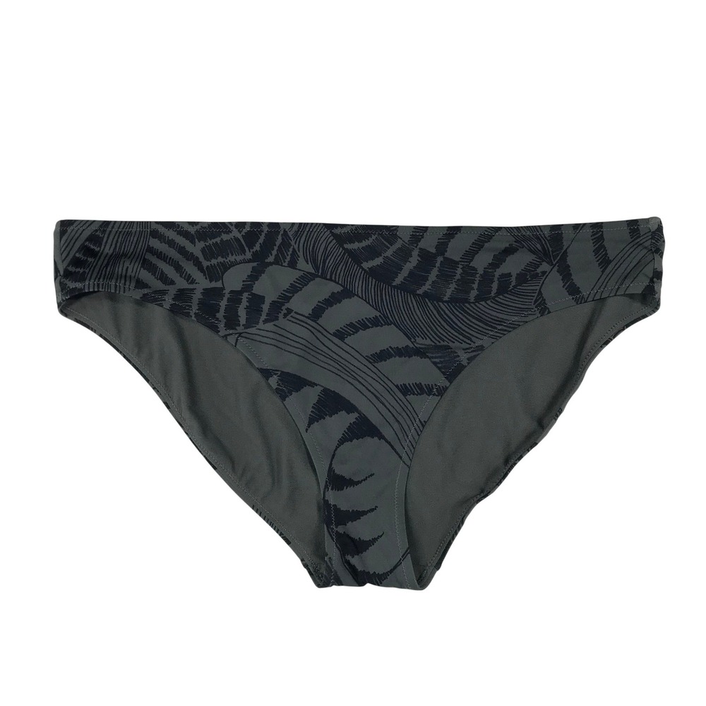 Athleta XL Gray Black Tropical Palm Leaf‎ Print Bikini Swim Bottoms
